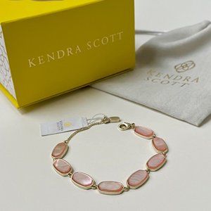 NWT! Kendra Scott Millie Gold Link Peach Mother of Pearl Bracelet